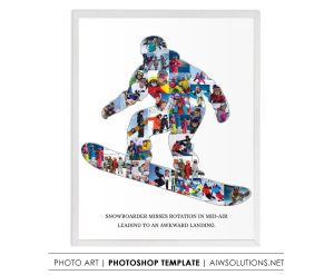 Man Snowboarder Photo Collage, male Snowboarding Gift,  Snowboarding Photo Collage