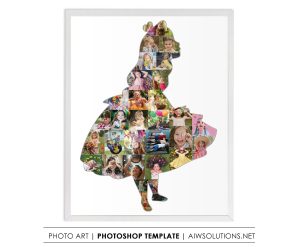 Alice in wonderland Photo collage, kid girl wall art decor,