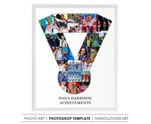 Medal Photo Collage, award photo collage art, sports medal art, achievement photo art  ID303