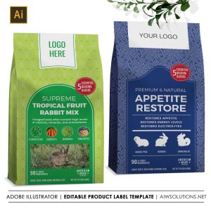 Rabbit Food Label Template, Guinea Pigs Food Packaging, Chinchillas Food Packaging, Small Animal Food Packaging ID13