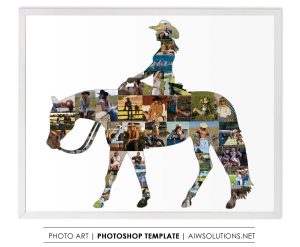 girl and horse photo collage, horse lover photo gift, Girl Riding a Horse photo collage ID295