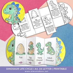 Dinosaur life cycle activity, Dinosaur foldable activity, Dinosaurprintable, Dinosaur science activity, Dinosaur classroom activity