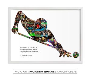 Pool Player Photo Collage Template | Billiards Photoshop Collage | Sports Memory Gift | sport art gift | Coach Gift | Team Keepsake