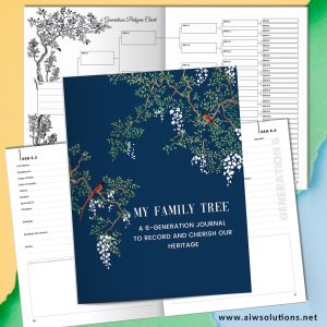 Printable 6 Generations Family Tree Notebook - Genealogy Record Book for Ancestry Research and Family History: Genealogy Journal with 6 Generations Pedigree