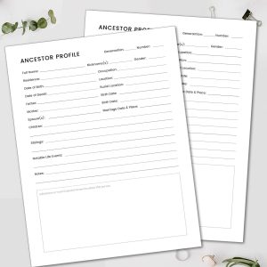 Ancestor Profile Printable Form – Family History Research Worksheet