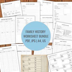 Genealogy Record Keeping Pack, Family History Research Worksheet Bundle