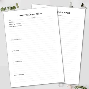 Family Reunion Plans – Printable PDF & JPG (A4 & US Letter)