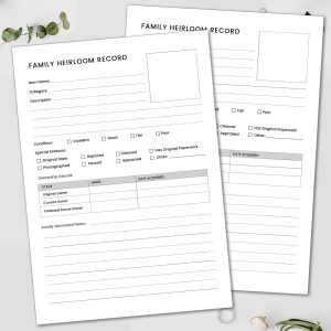 Family Heirloom Record printable template