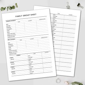 Printable Family Group Sheet | Up to 17 Children | A4, US letter | PDF + JPG