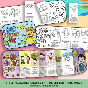 God Knows Me Foldable Craft Printable, Psalm 139 Bible craft, Bible foldable activity for kids, Christian homeschool printable