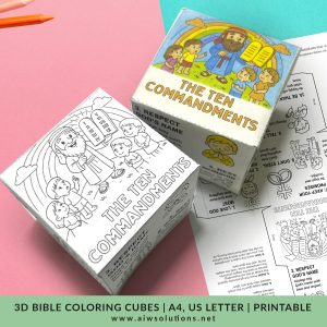The Ten Commandments 3D Foldable Bible Coloring Cubes, Christian Craft for Kids | Sunday School Printable | Bible Lesson Activity