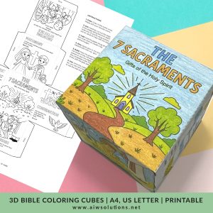 The 7 Sacraments 3D Foldable Bible Coloring Cube | Catholic Craft for Kids | Sunday School ,sacraments coloring cube